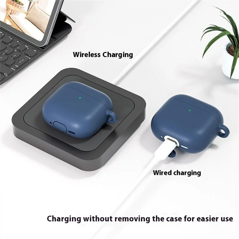 Étui en silicone pour AirPods 4 Ultra Fin 1,5 mm Housse de protection avec mousqueton - Noir