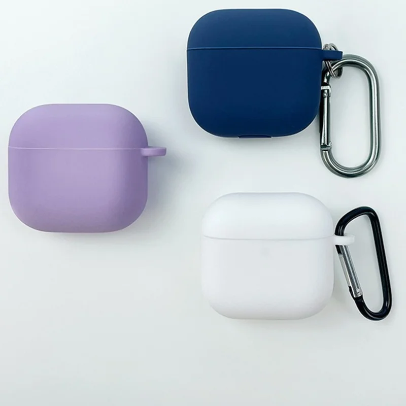 Funda de Silicona para AirPods 4 Ultrafina de 1,5 mm con Mosquetón - Blanco Transparente