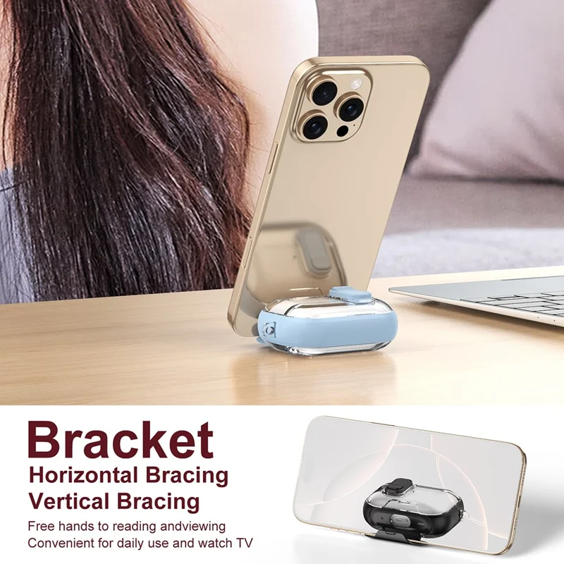 AirPods Pro 2 Gehäuse TPU PC Kopfhörer Schutzhülle mit Schalter / Ständer / Tragegriff - Gold