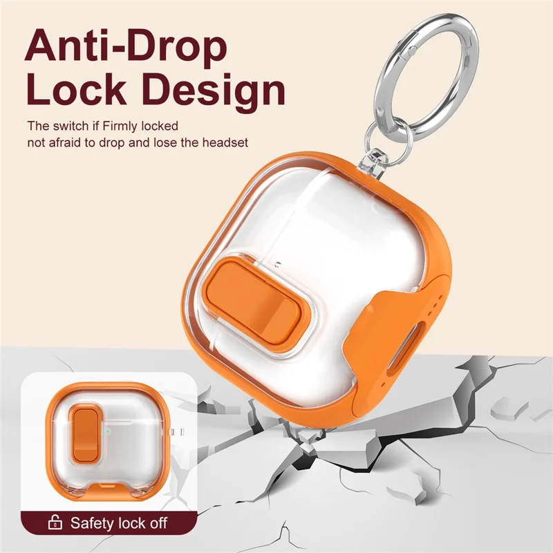 Per AirPods 4 Case TPU PC Cuffie Custodia protettiva con interruttore / Supporto / Gancio da trasporto - Nero
