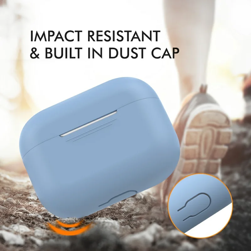 AHASTYLE PT-P3 Silikon-Schutzhülle für AirPods Pro, Ohrhörer-Anti-Sturz-Schutzhülle - Babyblau