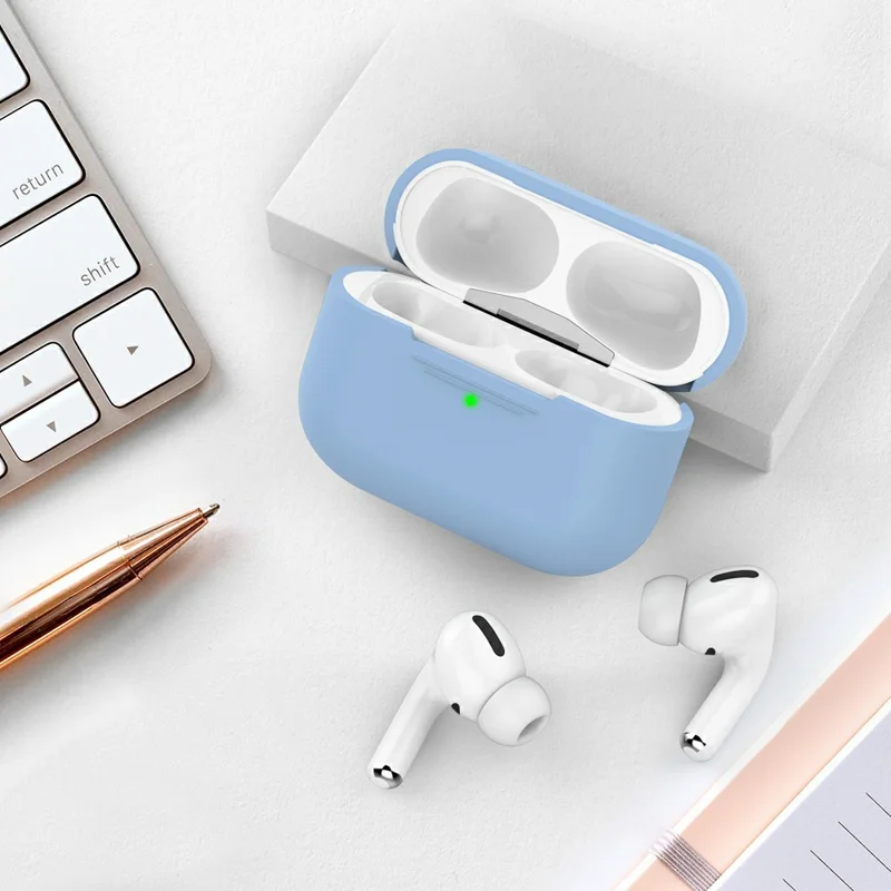 AHASTYLE PT-P3 Silikon-Schutzhülle für AirPods Pro, Ohrhörer-Anti-Sturz-Schutzhülle - Babyblau