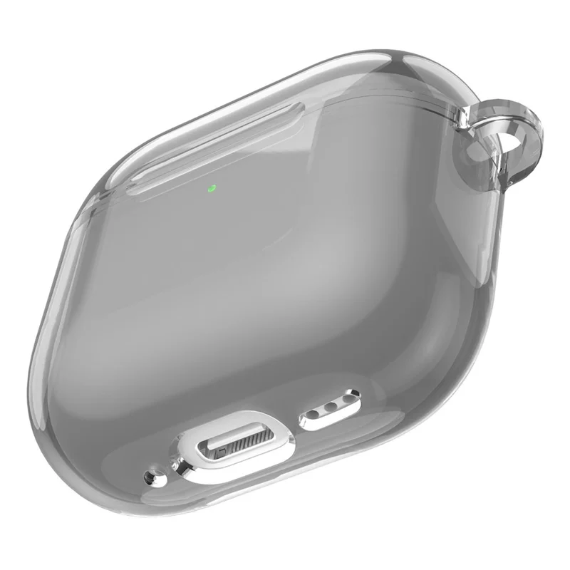 For AirPods 4 Case TPU Anti Drop Protective Cover with Carabiner - Transparent Black