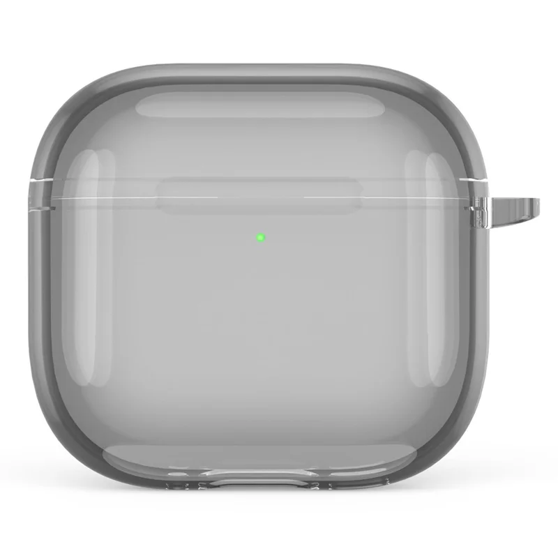 For AirPods 4 Case TPU Anti Drop Protective Cover with Carabiner - Transparent Black