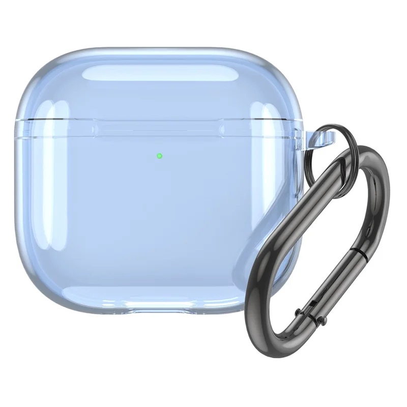 For AirPods 4 Case TPU Anti Drop Protective Cover with Carabiner - Transparent Blue