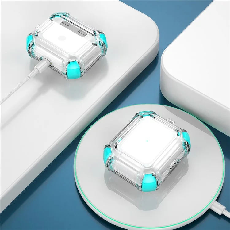 Dual Color Transparent TPU Schutzhülle mit Ohrhörerhülle und Schlüsselring für Apple AirPods 3 - Grün