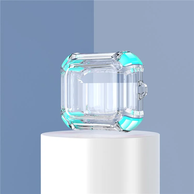 Dual Color Transparent TPU Schutzhülle mit Ohrhörerhülle und Schlüsselring für Apple AirPods 3 - Grün