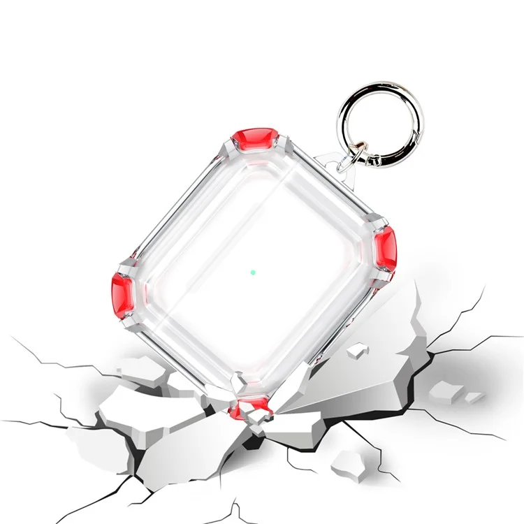 Zweifarbiges transparentes TPU-Schutzhülle mit Schlüsselring für Apple AirPods 3 - Rot 