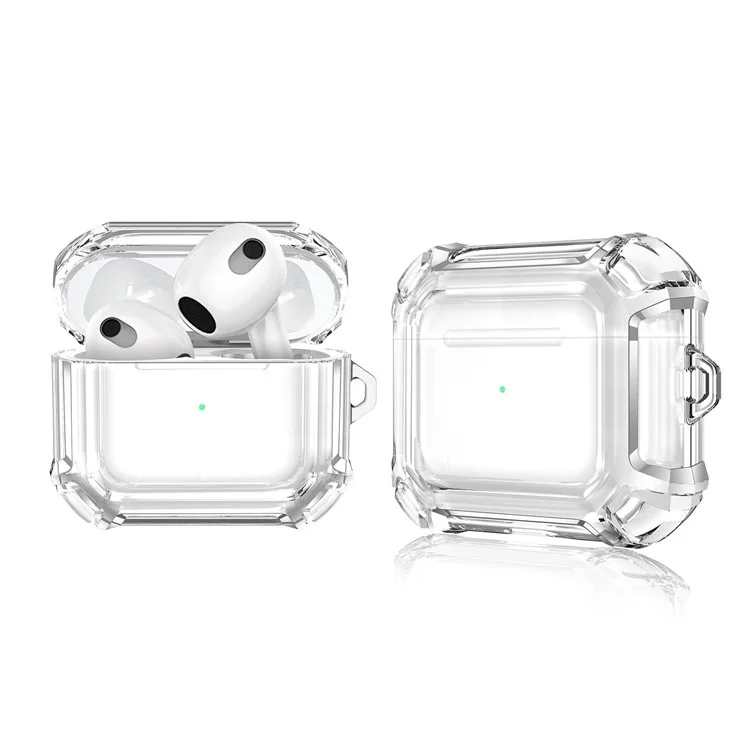 Dual Color Transparent TPU Protective Case Earphone Cover with Keyring for Apple AirPods 3 - Transparent