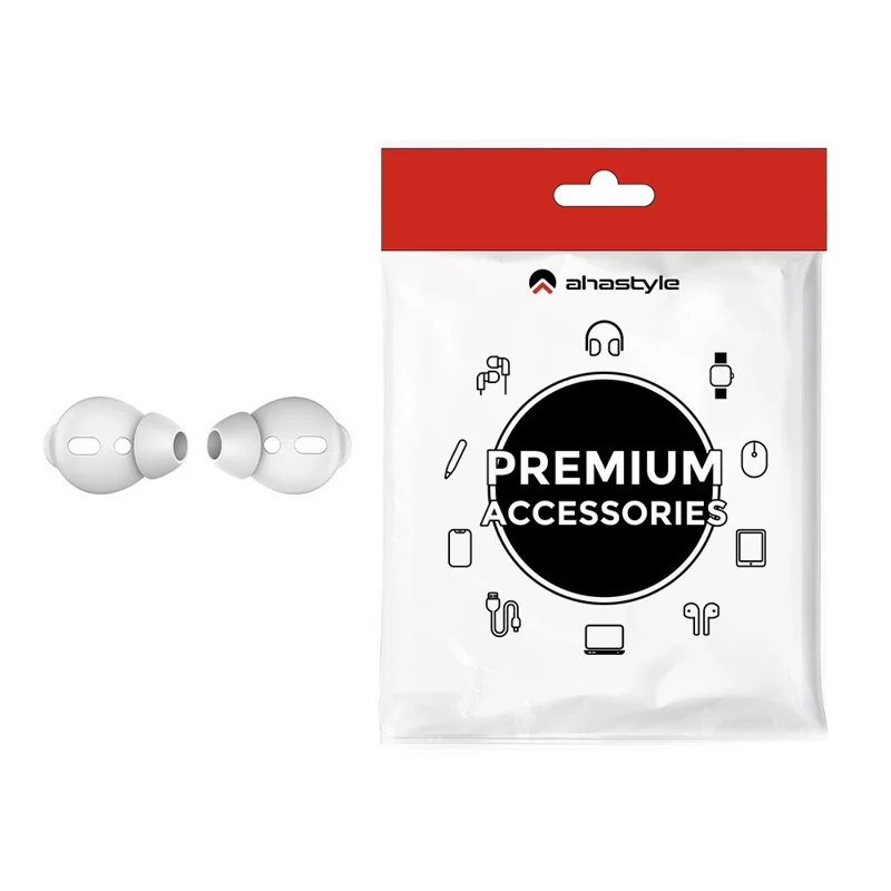 AHASTYLE PT66-1 / 2 1 Pair Silicone Ear Tips Noise Isolating Replacement Earphone Caps, Size L - White