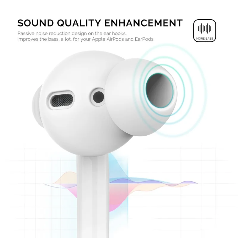 AHASTYLE PT66-1 / 2 1 Pair Silicone Ear Tips Noise Isolating Replacement Earphone Caps, Size L - White