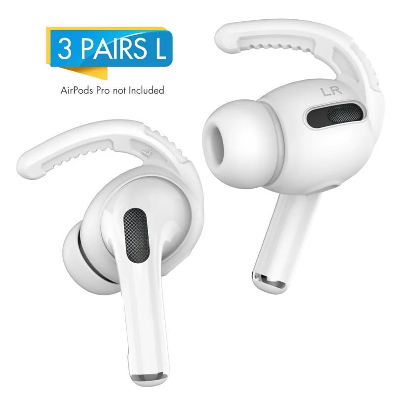 AHASTYLE PT100 3 Pairs For AirPods Pro Silicone Ear Hooks Anti Lost Earhooks Ear Tips - White / 3 Pairs / Size S