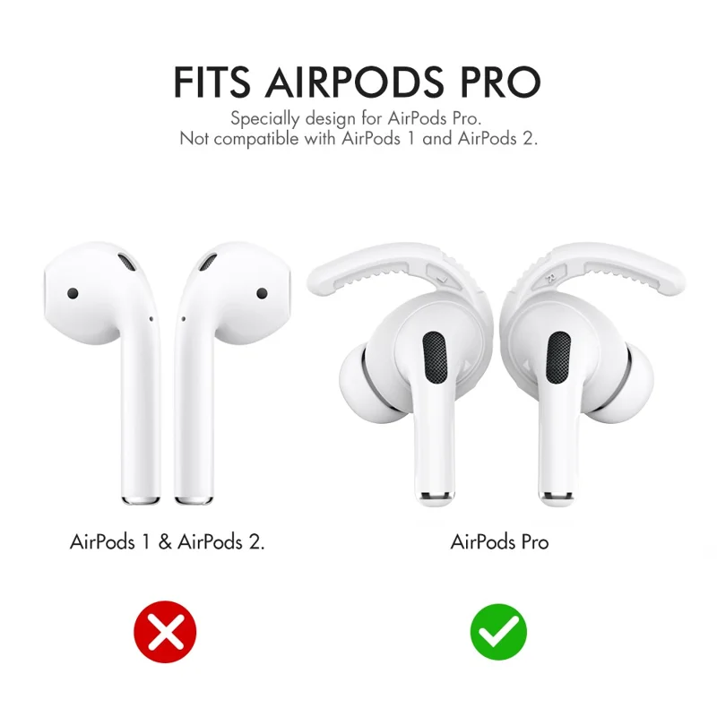 AHASTYLE PT100 3 Pairs For AirPods Pro Silicone Ear Hooks Anti Lost Earhooks Ear Tips - White / 3 Pairs / Size S