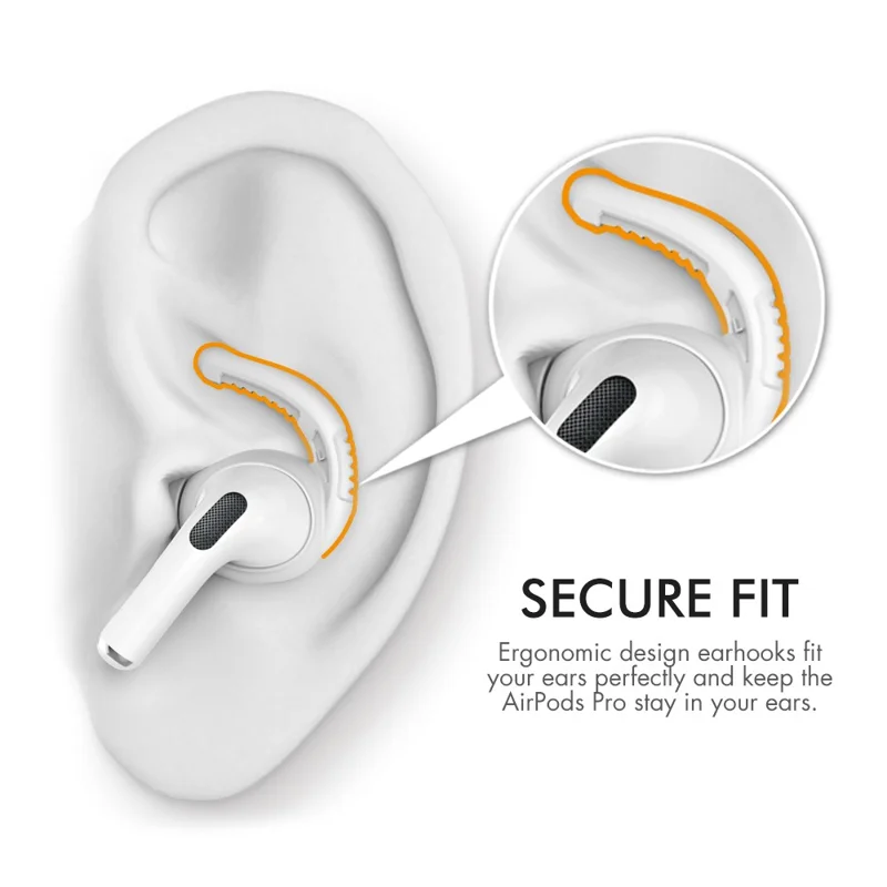 AHASTYLE PT100 3 Pairs For AirPods Pro Silicone Ear Hooks Anti Lost Earhooks Ear Tips - White / 3 Pairs / Size S