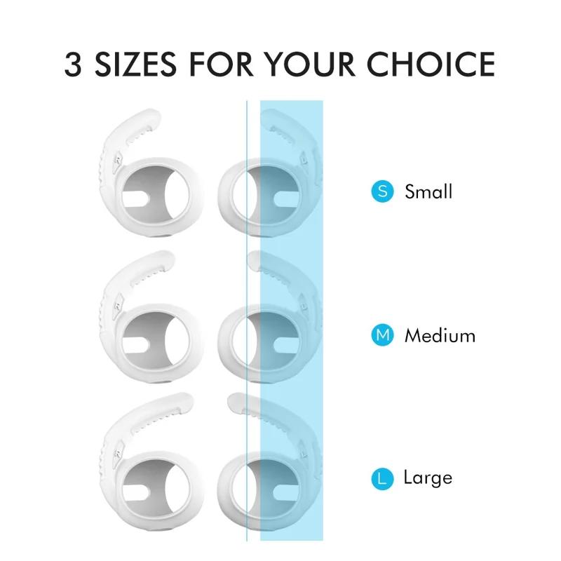 AHASTYLE PT100 3 Pairs For AirPods Pro Silicone Ear Hooks Anti Lost Earhooks Ear Tips - White / 3 Pairs / Size S