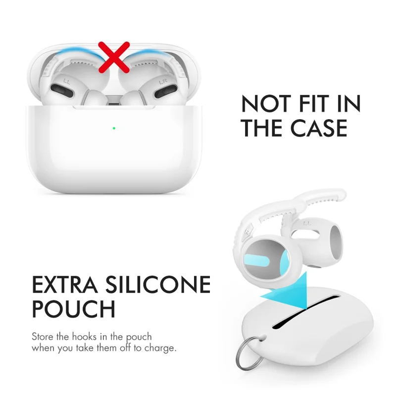 AHASTYLE PT100 1 Pair For AirPods Pro Silicone Ear Hooks Anti Lost Earhooks Ear Tips - White  /  L