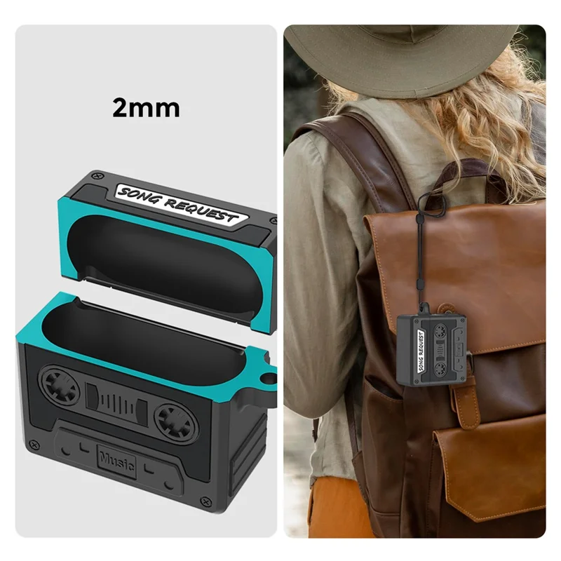 AhaStyle WG169 For AirPods 4 Silicone Case Retro Radio Style Earphone Protective Cover - Light Grey