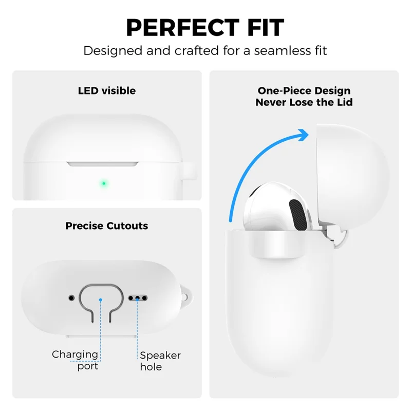 AHASTYLE PT196 For AirPods 4 Silicone Protective Case One Piece Design Earbuds Cover - White
