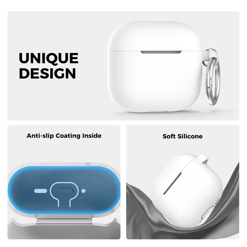 AHASTYLE PT196 For AirPods 4 Silicone Protective Case One Piece Design Earbuds Cover - White
