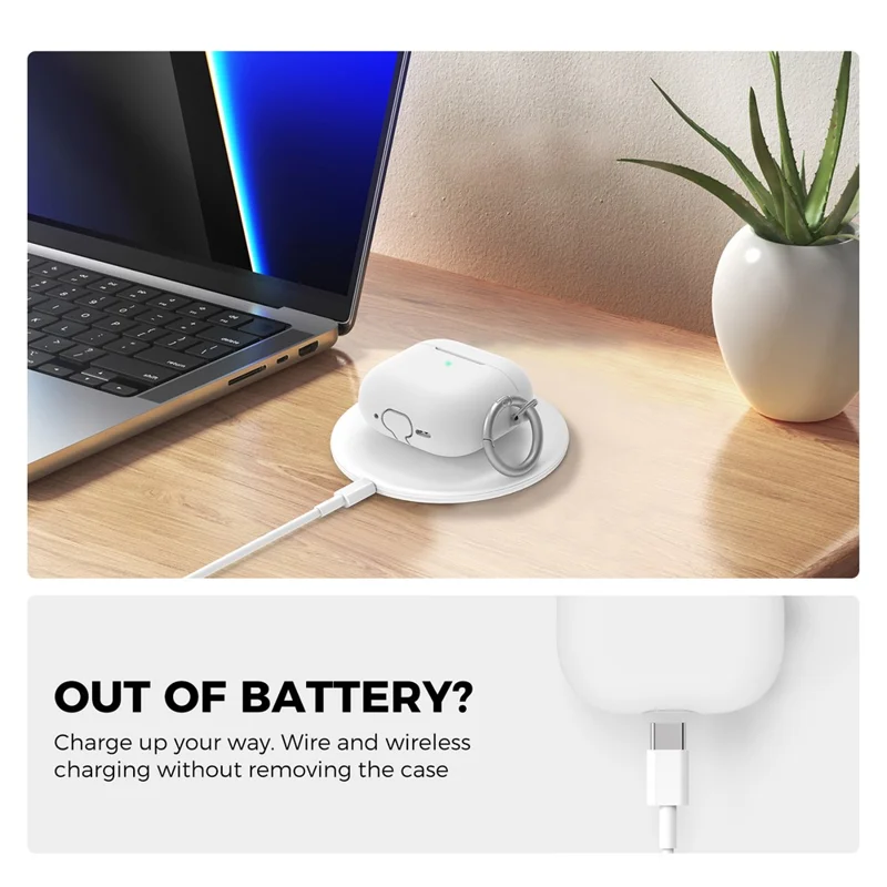 AHASTYLE PT196 For AirPods 4 Silicone Protective Case One Piece Design Earbuds Cover - White