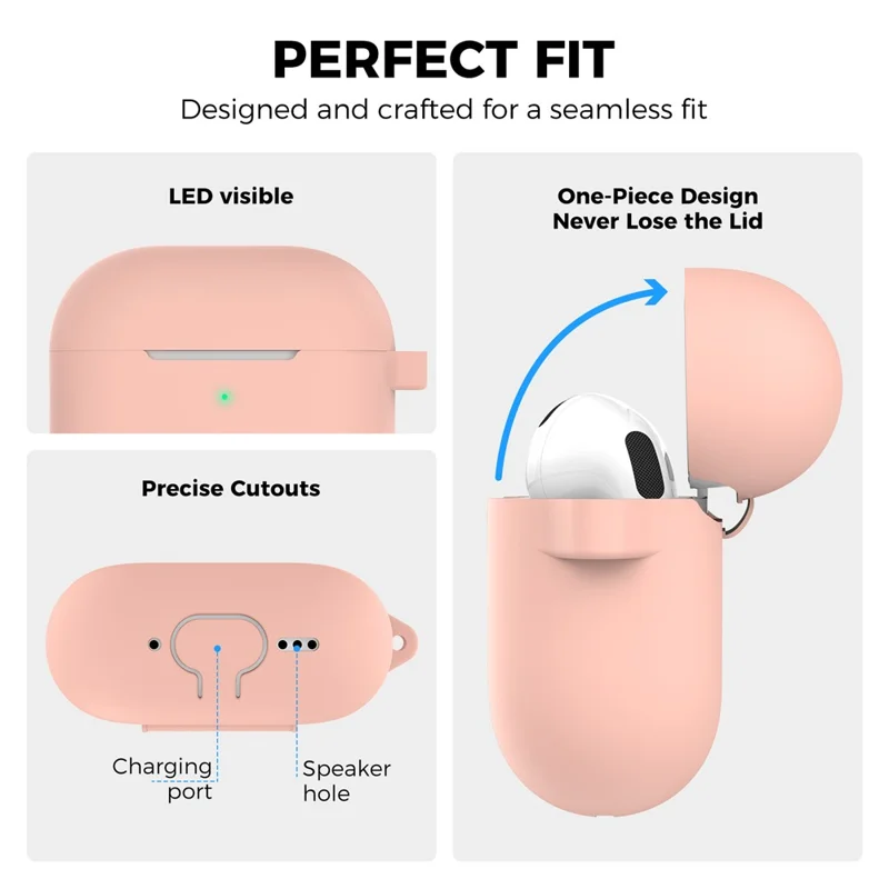 AHASTYLE PT196 For AirPods 4 Silicone Protective Case One Piece Design Earbuds Cover - Pink