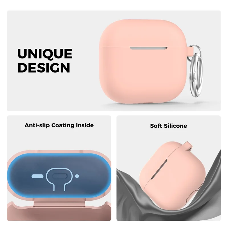 AHASTYLE PT196 For AirPods 4 Silicone Protective Case One Piece Design Earbuds Cover - Pink