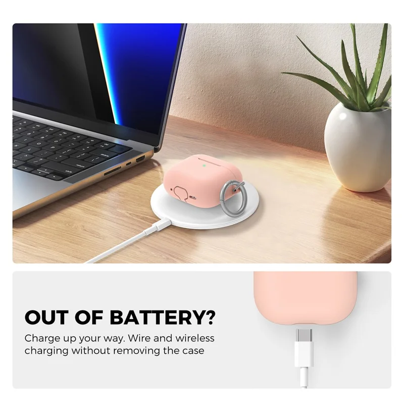 AHASTYLE PT196 For AirPods 4 Silicone Protective Case One Piece Design Earbuds Cover - Pink
