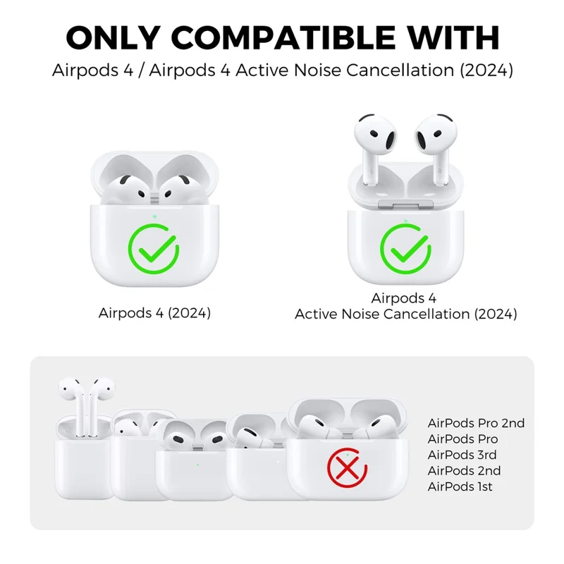 AHASTYLE PT196 For AirPods 4 Silicone Protective Case One Piece Design Earbuds Cover - Purple