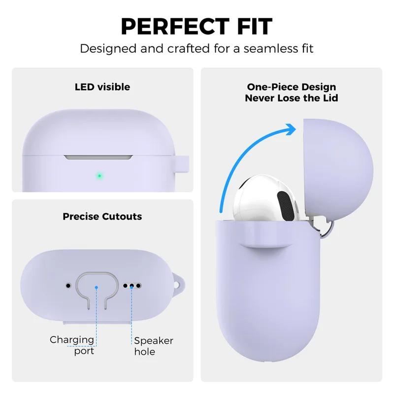 AHASTYLE PT196 For AirPods 4 Silicone Protective Case One Piece Design Earbuds Cover - Purple