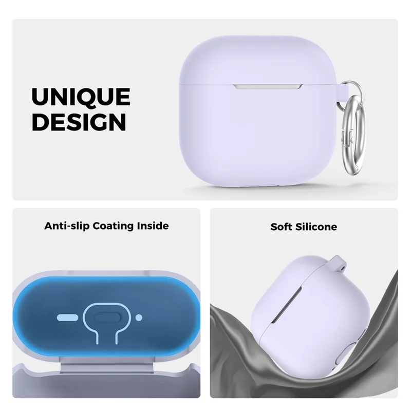 AHASTYLE PT196 For AirPods 4 Silicone Protective Case One Piece Design Earbuds Cover - Purple