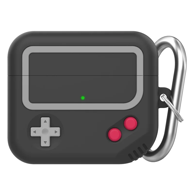 AHASTYLE JY15 For AirPods 3 Silicone Case Precise Cutouts Anti Drop Earphone Cover with Carabiner - Black