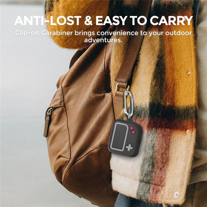 AHASTYLE JY15 For AirPods 3 Silicone Case Precise Cutouts Anti Drop Earphone Cover with Carabiner - Black