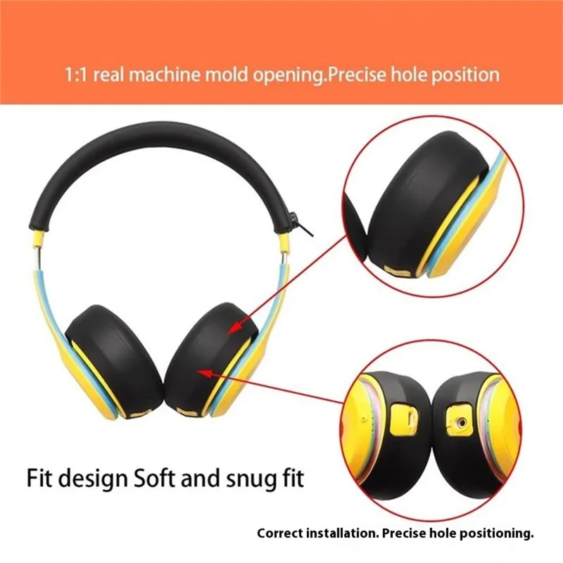 1 Pair Earpad Silicone Case For Beats Solo3 Headphones Ear Cushion Protective Cover - Black