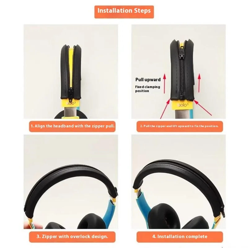 Silicone Headband For Beats Solo3 Headphones Protective Cushion Cover - Black