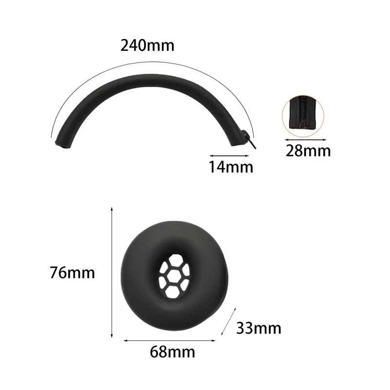 For Beats Solo3 Headphones Silicone Protective Cover Set 2Pcs Earpad Cushion Covers + Headband Sleeve - Black