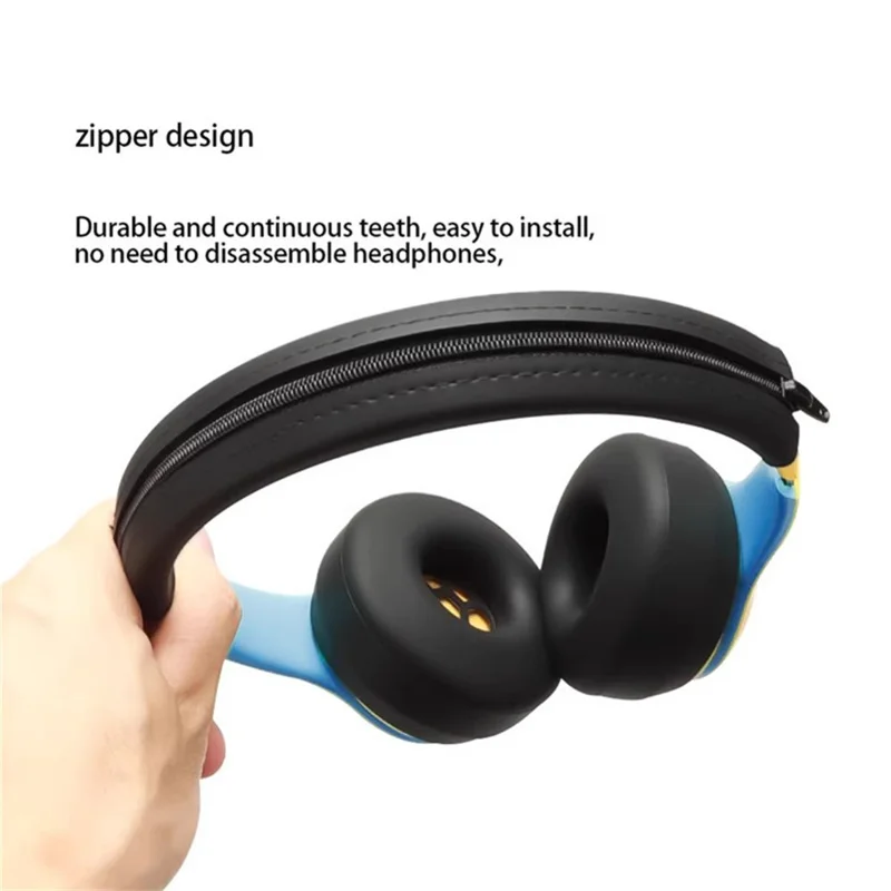 For Beats Solo3 Headphones Silicone Protective Cover Set 2Pcs Earpad Cushion Covers + Headband Sleeve - Black