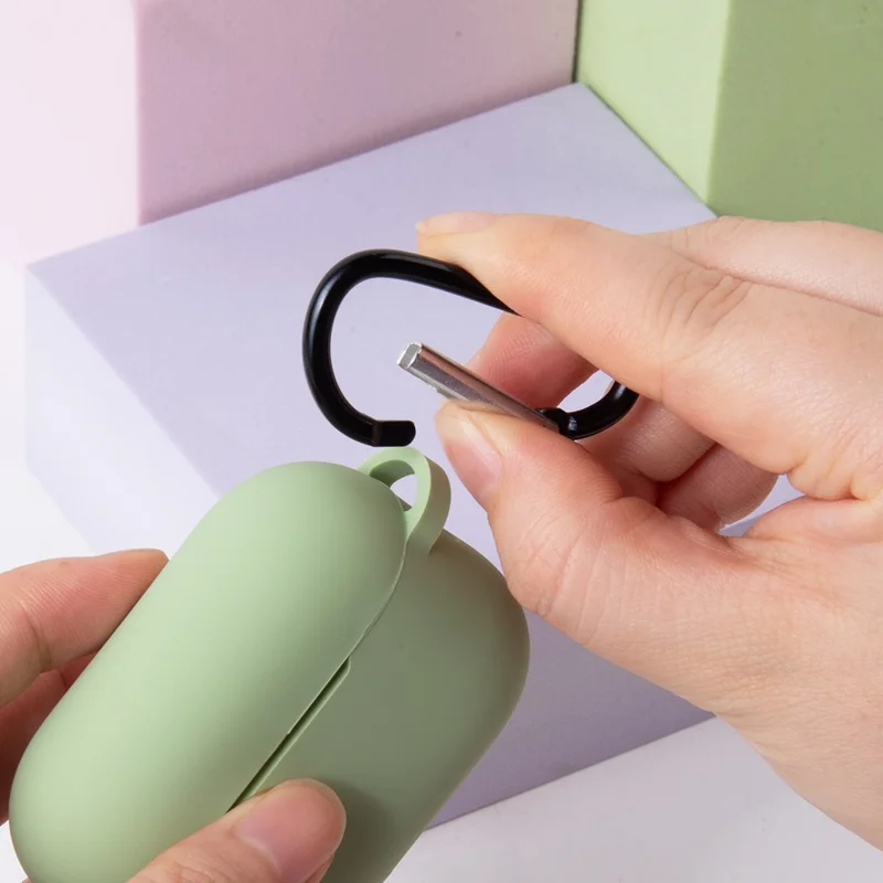 Étui en silicone pour AirPods Pro 3 Organisateur d'écouteurs sans fil Couverture souple Épaisseur 2,0 mm avec mousqueton - Vert Matcha
