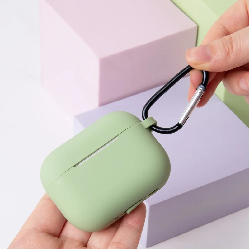 For AirPods Pro 3 Silicone Case Soft Wireless Earbud Organizer Cover Thickness 2.0mm with Carabiner - Lavender Grey