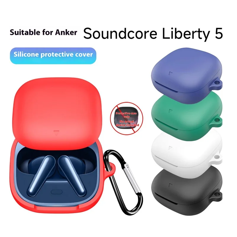 For Anker Soundcore Liberty 5 Protective Case Bluetooth-Compatible Earphone Silicone Cover with Hook - Black
