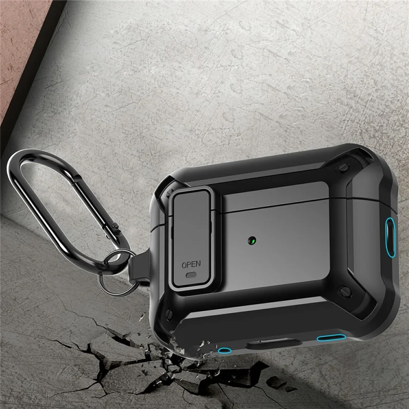 For AirPods Pro 3  Case TPU + PC Anti-Drop Earphone Cover with Buckle - Black