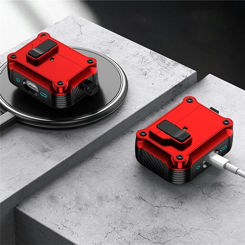 Für AirPods Pro 3 Hülle TPU + PC Kopfhörer Schutzhülle mit Karabiner - Rot