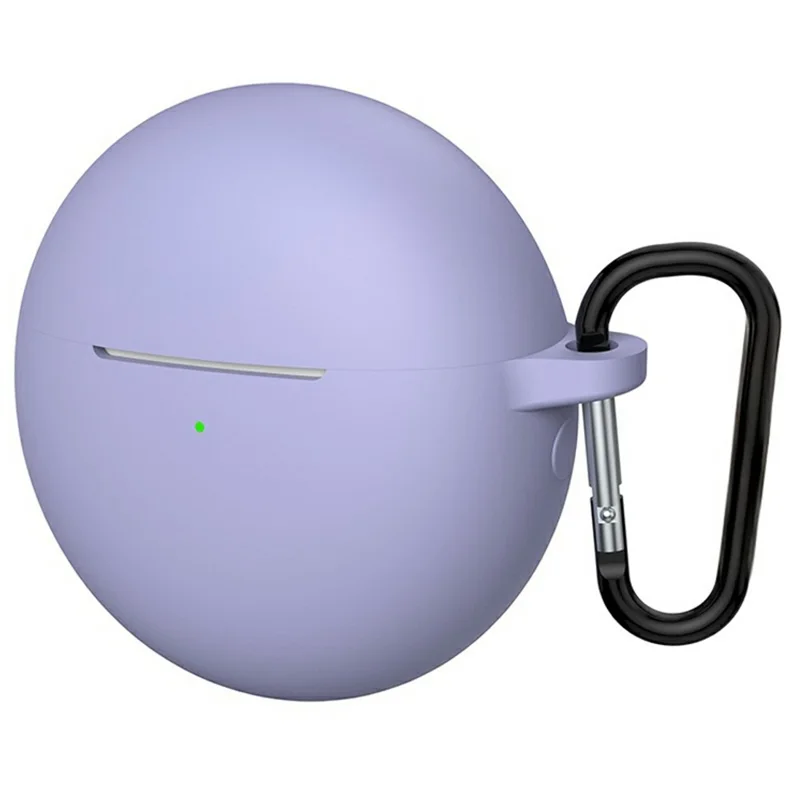 For Huawei FreeBuds 7i Silicone Case Wireless Earphone Anti-Scratch Protective Cover with Carabiner - Purple