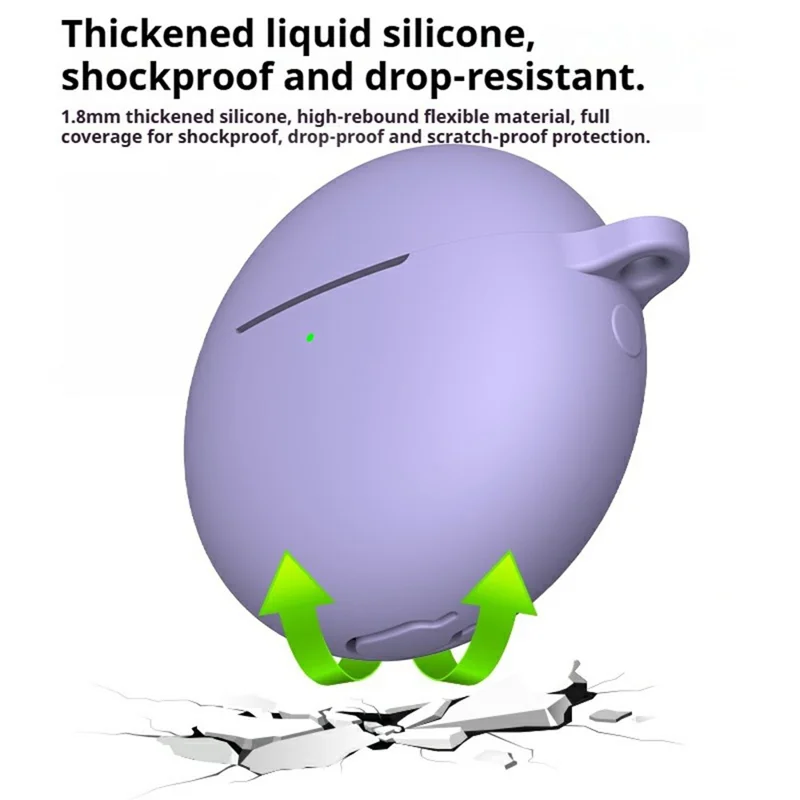 For Huawei FreeBuds 7i Silicone Case Wireless Earphone Anti-Scratch Protective Cover with Carabiner - Purple