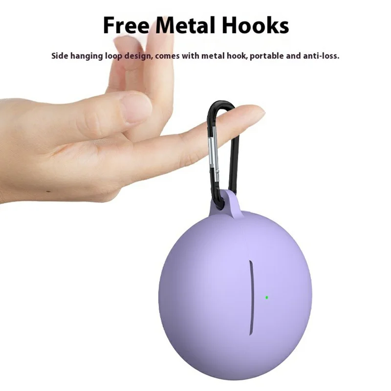 For Huawei FreeBuds 7i Silicone Case Wireless Earphone Anti-Scratch Protective Cover with Carabiner - Purple