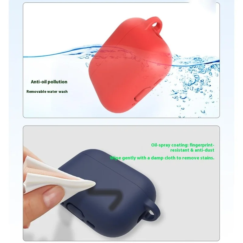 For AirPods Pro 3 Protective Case Bluetooth-Compatible Earphone Silicone Cover with Hook - Pink