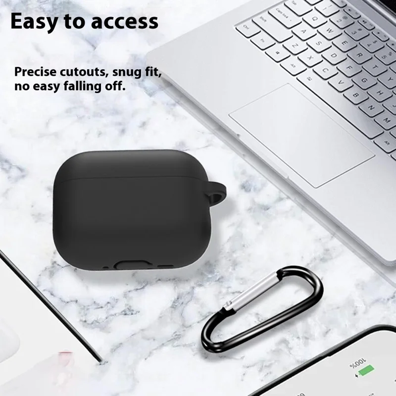 For AirPods Pro 3 Protective Case Bluetooth-Compatible Earphone Silicone Cover with Hook - Pink