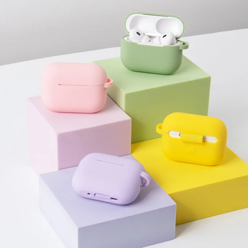 Funda de silicona para AirPods Pro 3 con mosquetón, ultradelgada de 1,3 mm, cubierta protectora para auriculares - Azul cielo