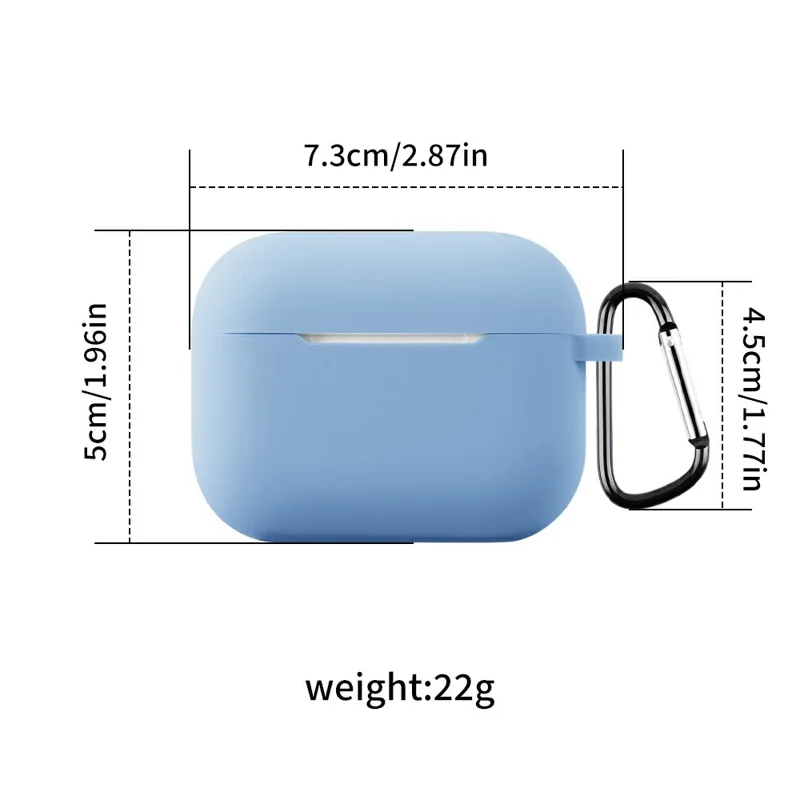 Funda de silicona para AirPods Pro 3 con mosquetón, ultradelgada de 1,3 mm, cubierta protectora para auriculares - Azul cielo