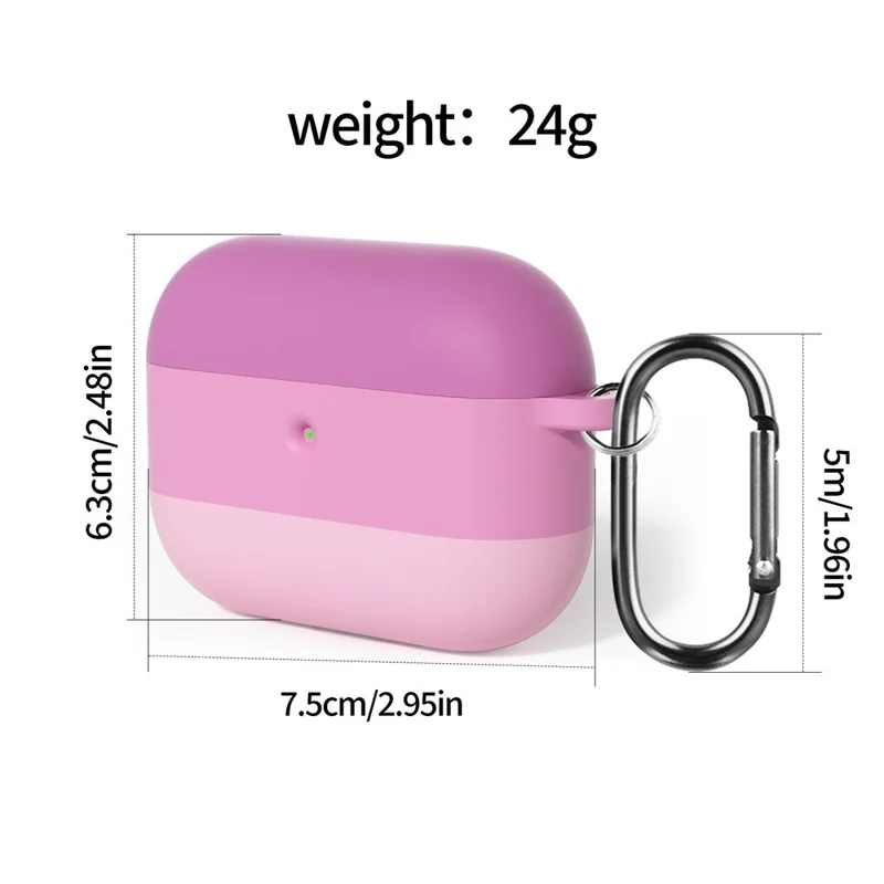 AirPods Pro 3 Hülle Farbverlauf Tri-Farben Silikon 2,3 mm Dicke Kopfhörer-Abdeckung mit Karabiner - Pink