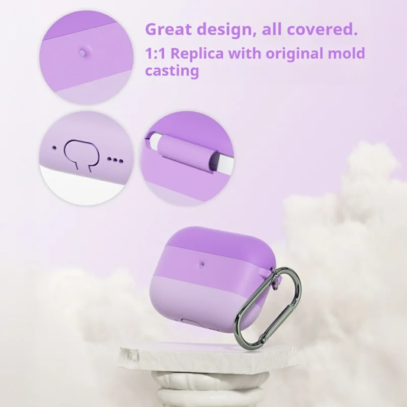 AirPods Pro 3 Hülle Farbverlauf Tri-Farben Silikon 2,3 mm Dicke Kopfhörer-Abdeckung mit Karabiner - Pink